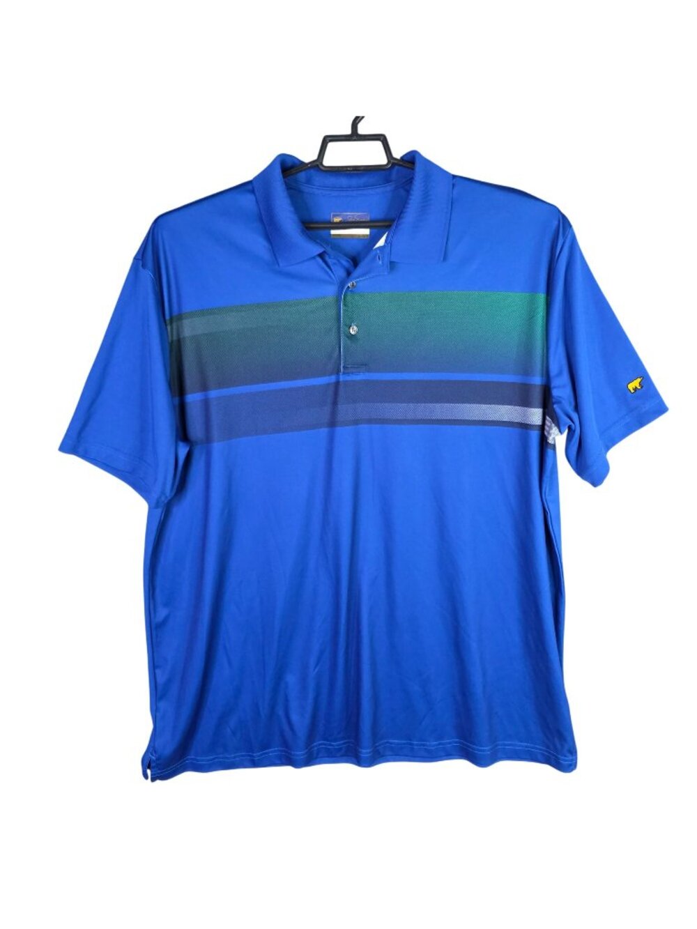 Mens Jack Nicklaus Staydri Blue & Green Striped Polo Shirt Short Sleeve Size XXL